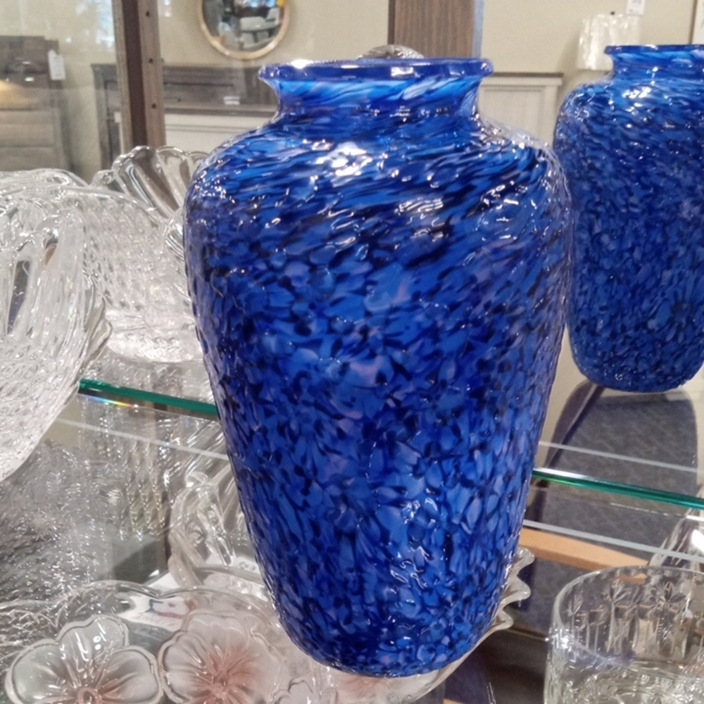 🫟 Fitz Cobalt Blue Art Glass Vase - Home Accents